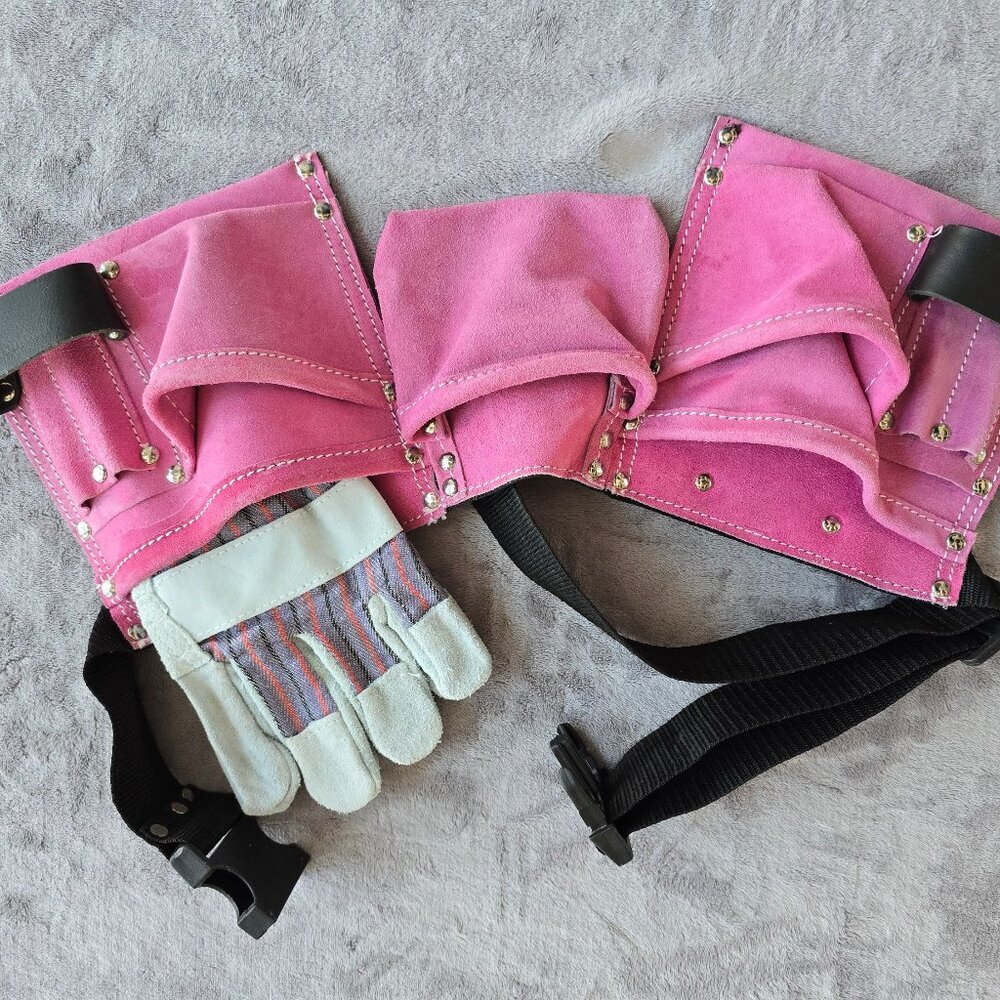 Utility tool pouch pink with gloves, NEW Gloves included - Picture 3 of 8
